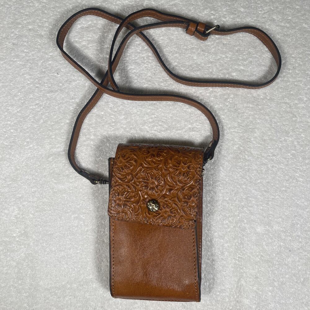 Patricia Nash Rivalta Crossbody Bag Purse Phone Case Leather Brown